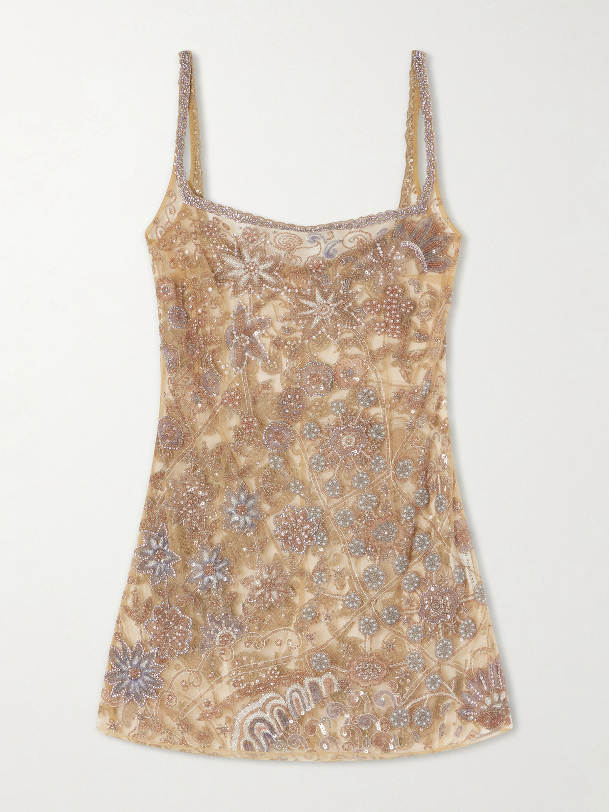 Clio Peppiatt Soléa Embellished Mesh Mini Dress In Pink