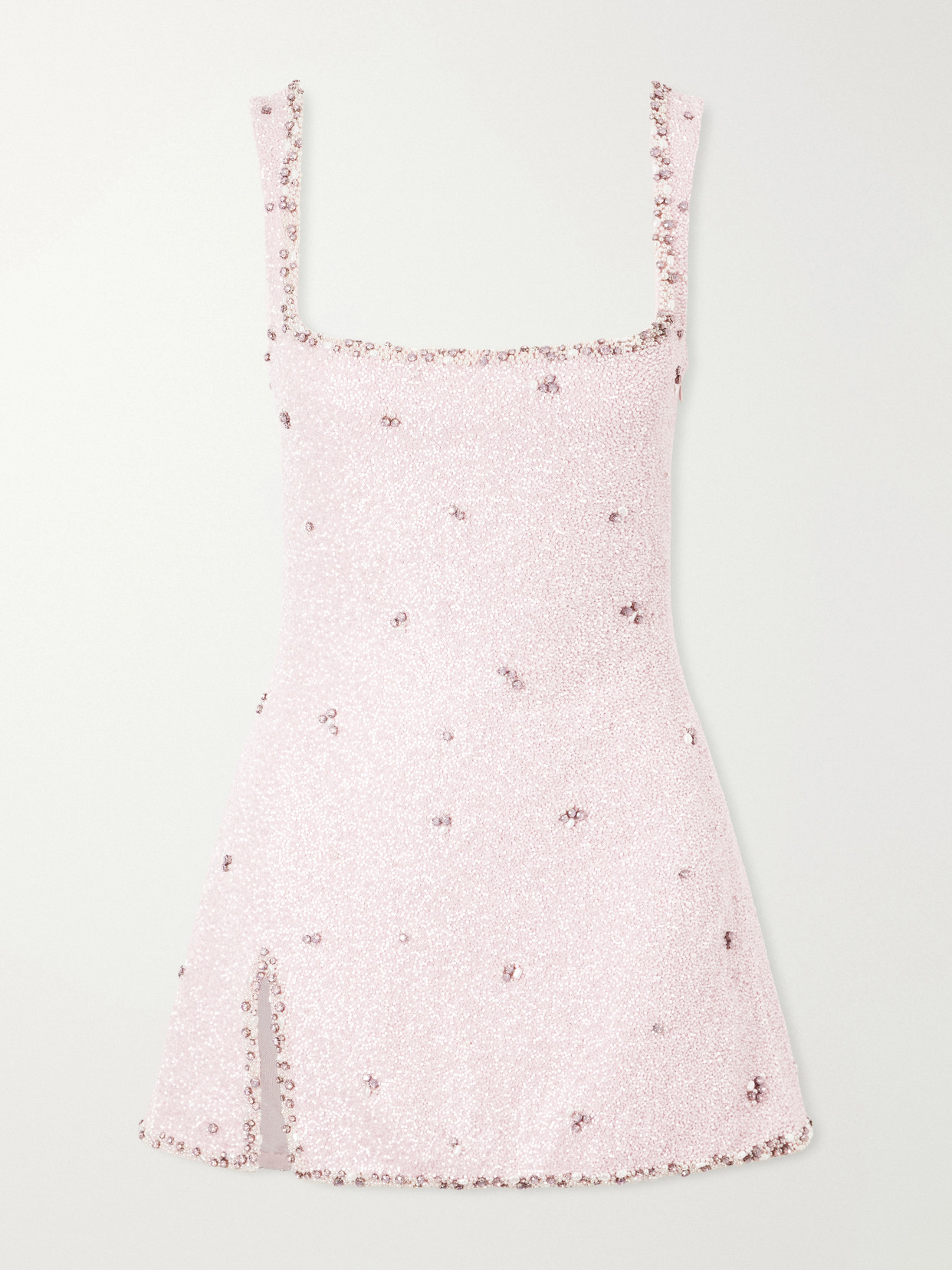 Clio Peppiatt Athena Embellished Stretch-mesh Mini Dress In Pink