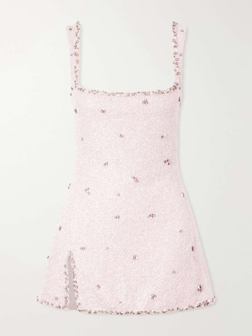 Clio Peppiatt Athena Embellished Stretch-mesh Mini Dress