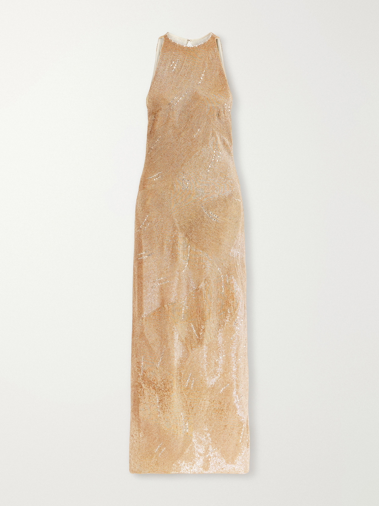 Clio Peppiatt Delphine Embellished Stretch-mesh Gown In Neutral