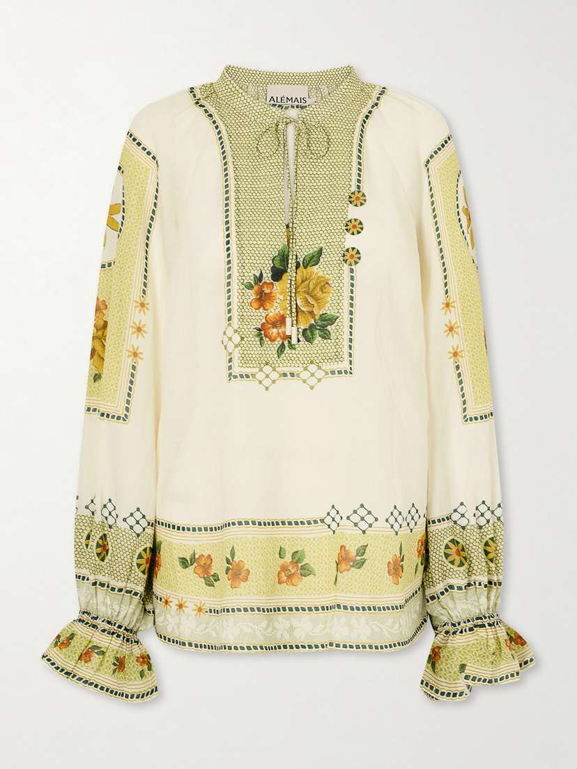 ALÉMAIS Dixie Floral-print Ramie Top
