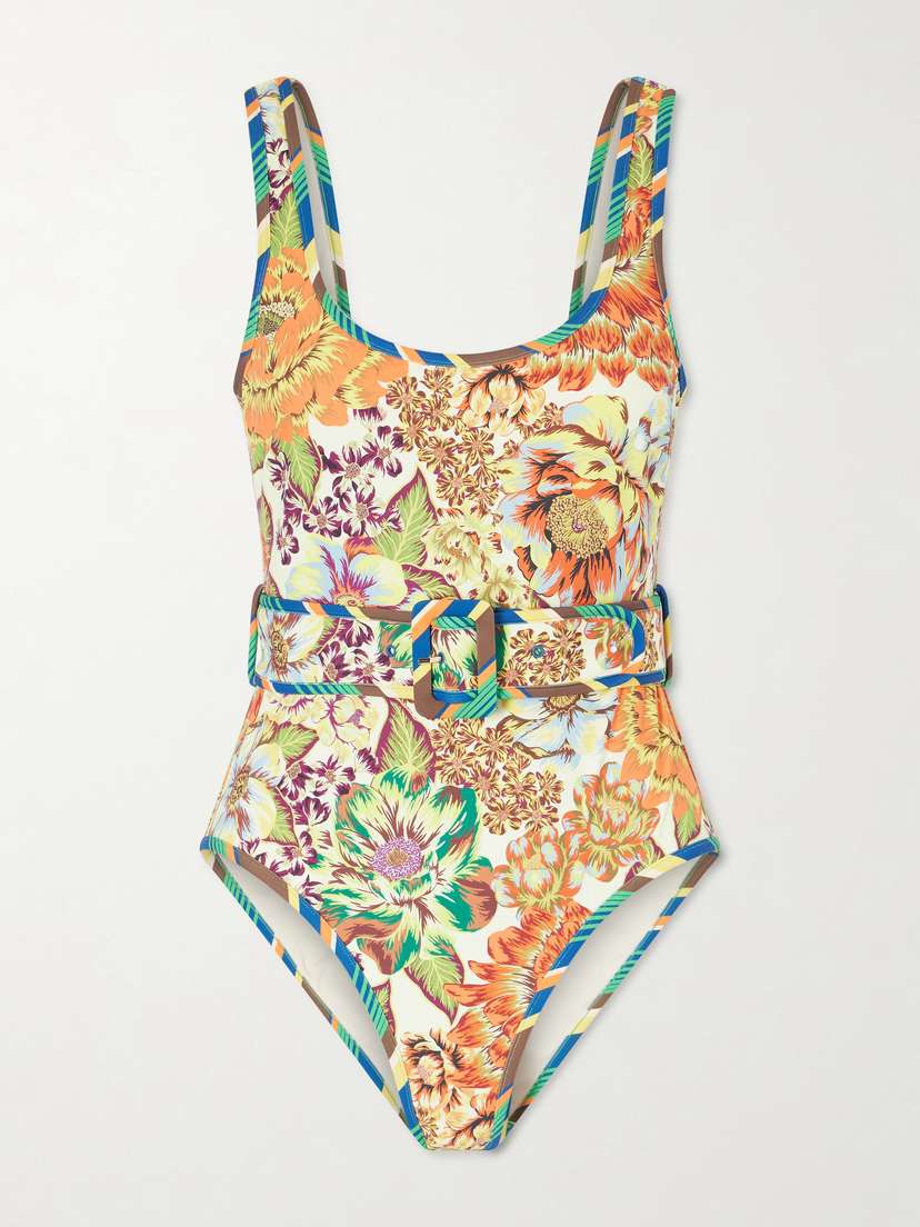 ALÉMAIS Charlie Belted Floral-print Swimsuit