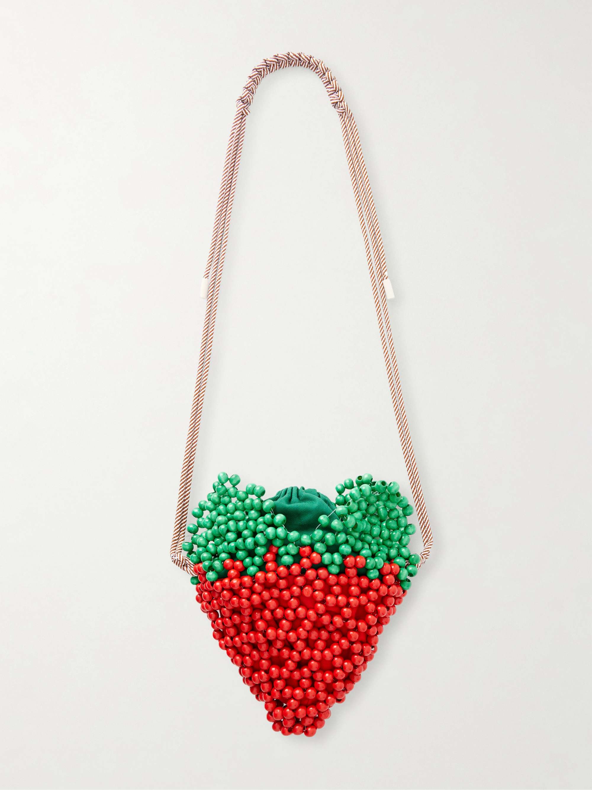 ALÉMAIS Strawberry beaded wood shoulder bag | NET-A-PORTER