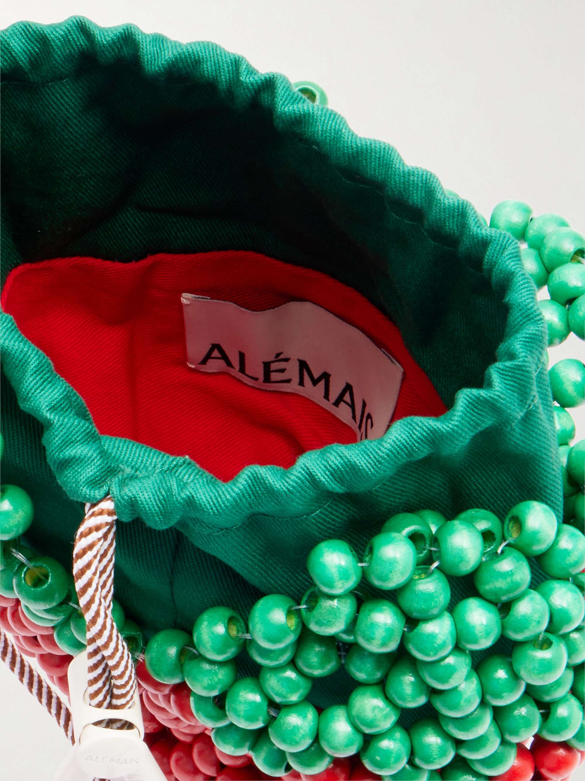 ALÉMAIS Strawberry beaded wood shoulder bag | NET-A-PORTER