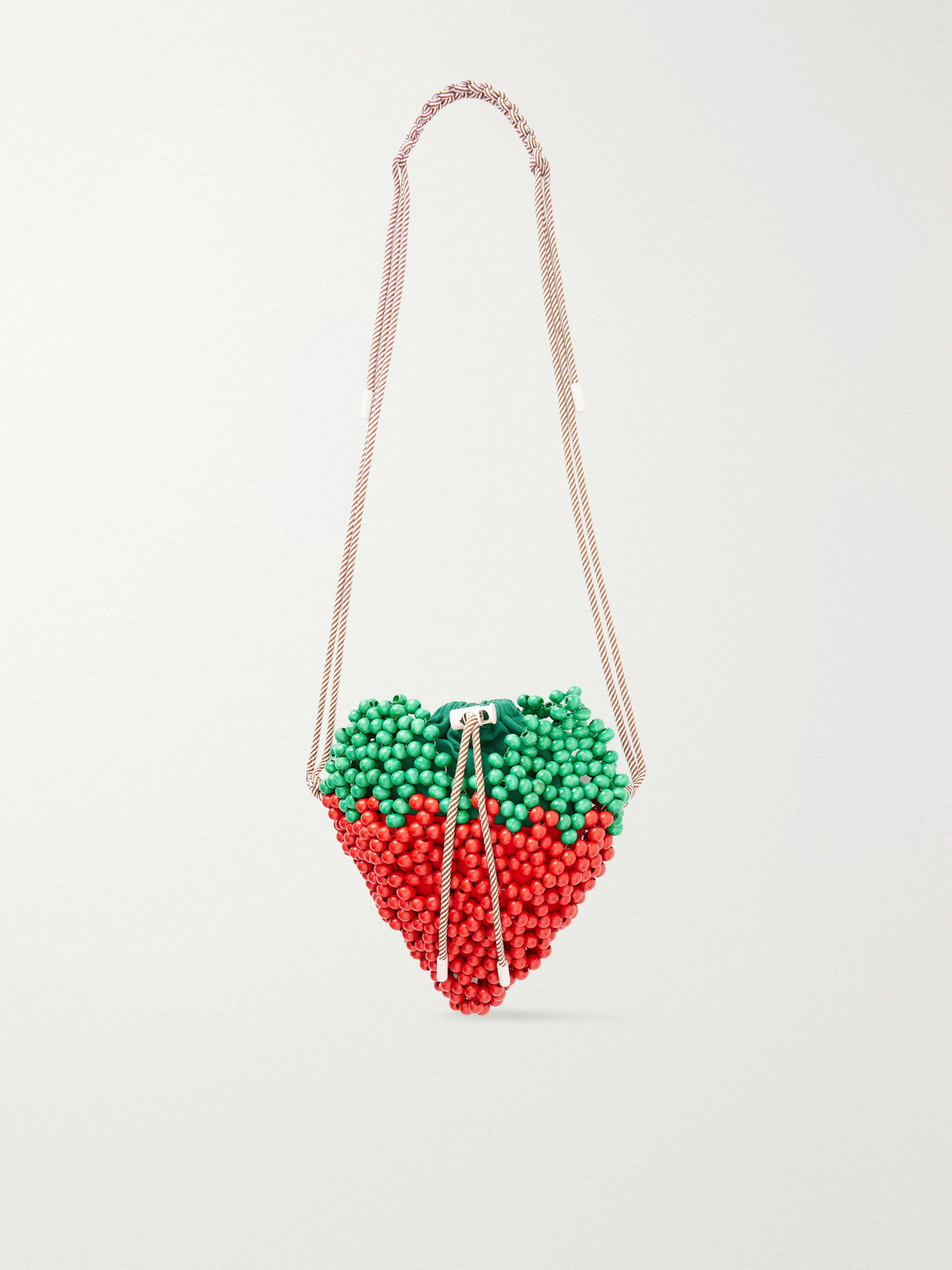 Alemais Strawberry Beaded Wood Shoulder Bag In Multi