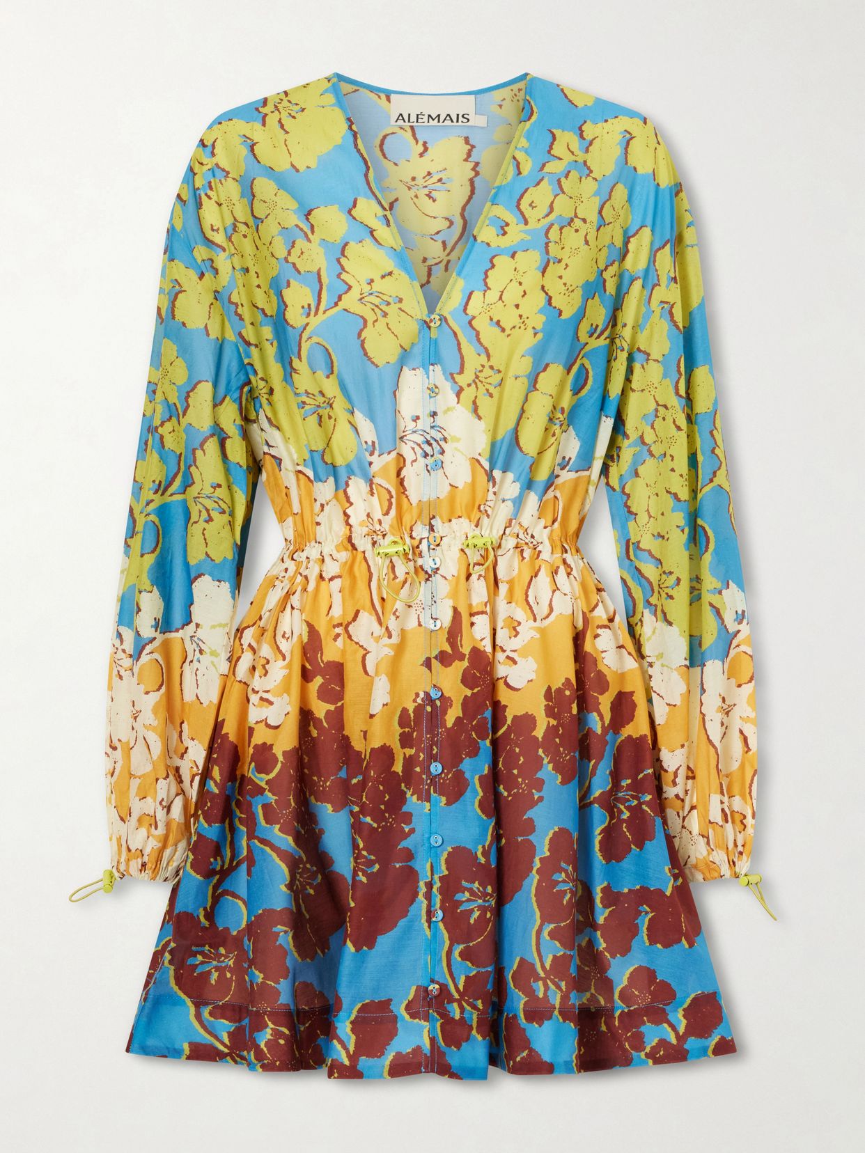 Splice cotton and silk-blend mini dress