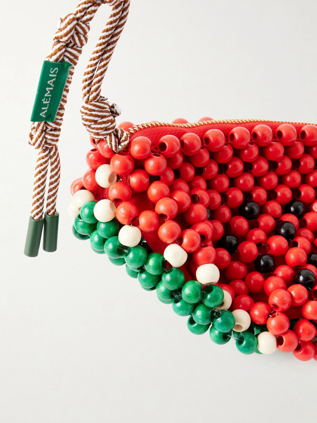 Alémais - Watermelon Beaded Wood Shoulder Bag