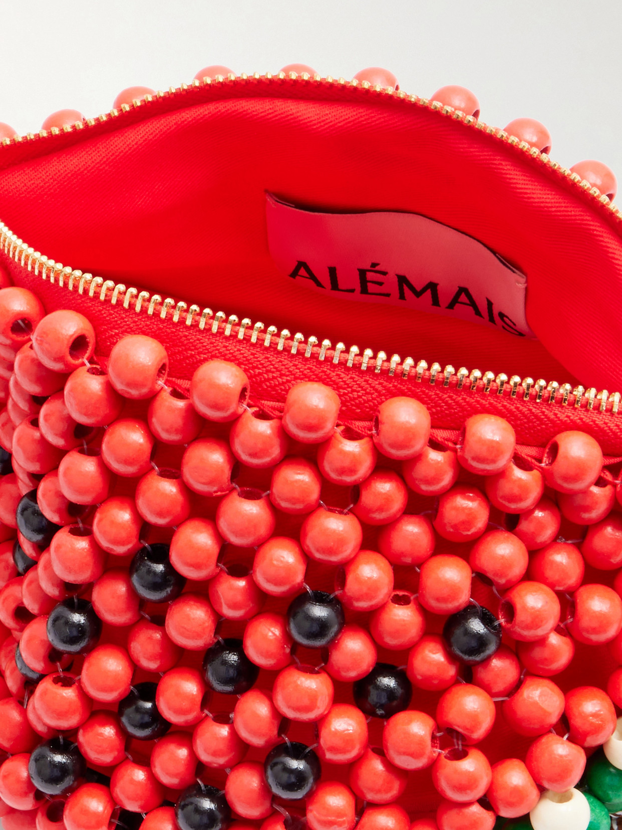 Alémais - Watermelon Beaded Wood Shoulder Bag