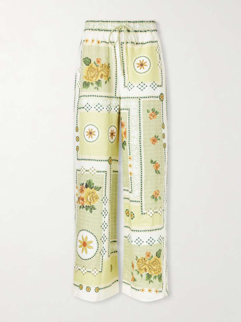 ALÉMAIS Dixie Knotted Floral-print Linen Pants