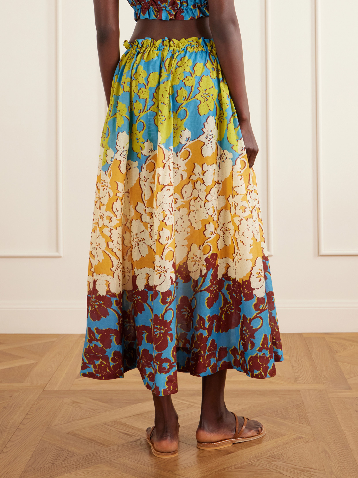 Alémais - Splice Floral-Print Cotton And Silk-Blend Midi