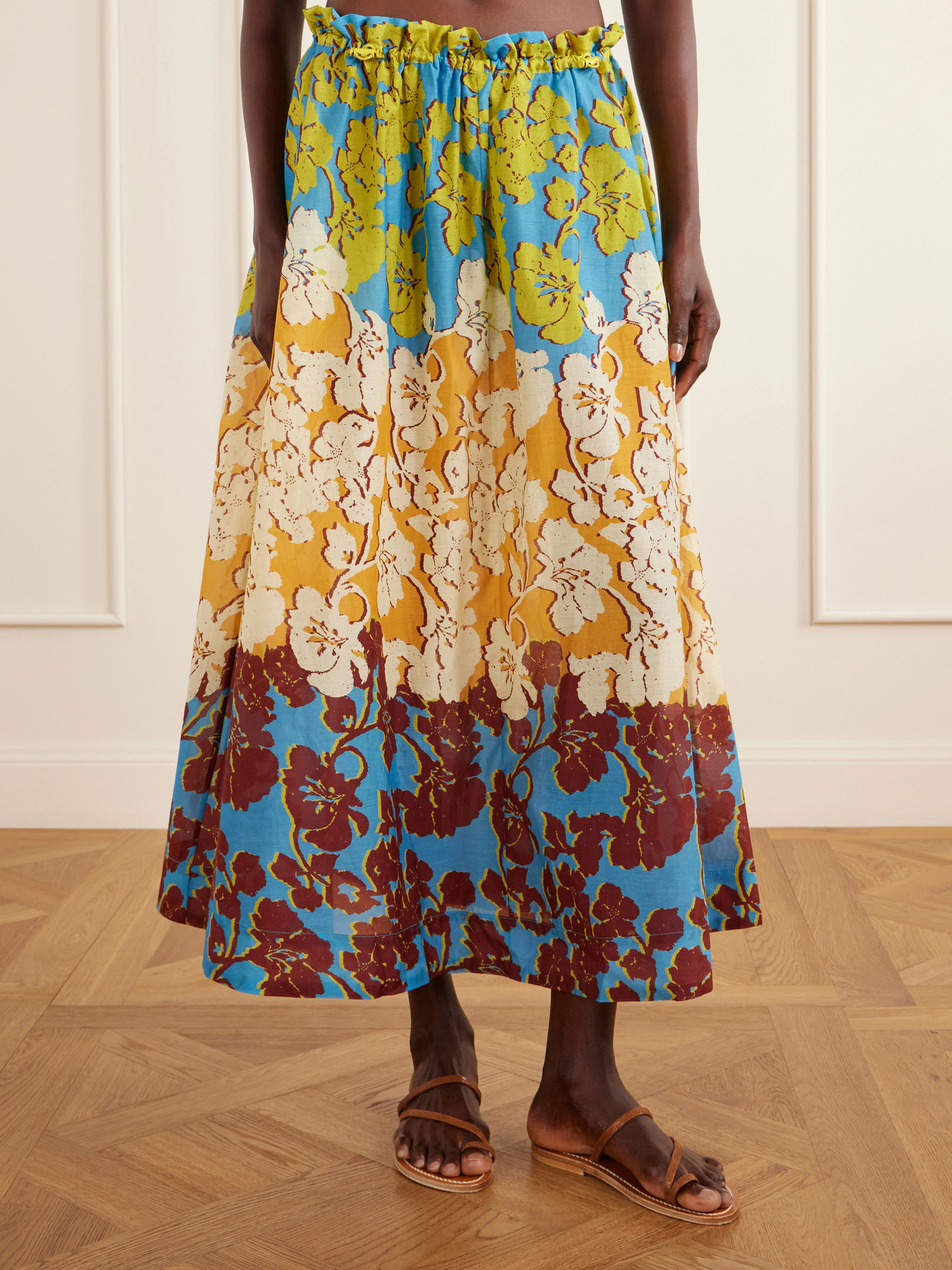 Alémais - Splice Floral-Print Cotton And Silk-Blend Midi