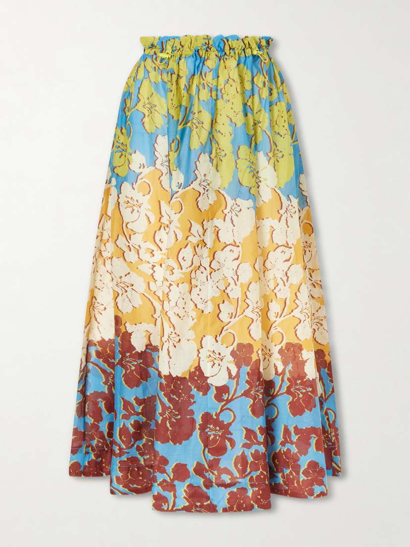 ALÉMAIS Splice Floral-print Cotton And Silk-blend Midi Skirt