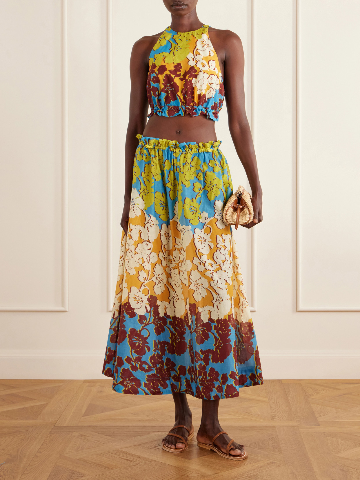 Alémais - Splice Floral-Print Cotton And Silk-Blend Midi