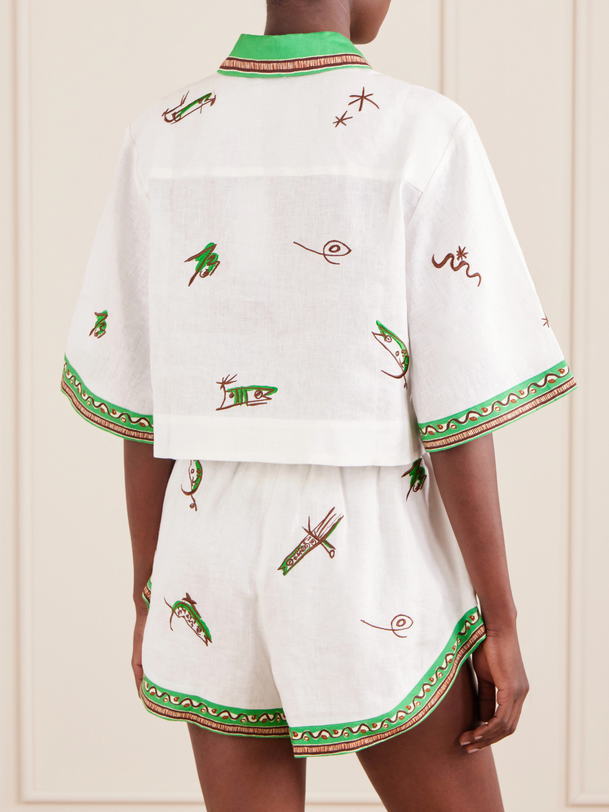 Alémais - Wanda Printed Embroidered Linen Shirt