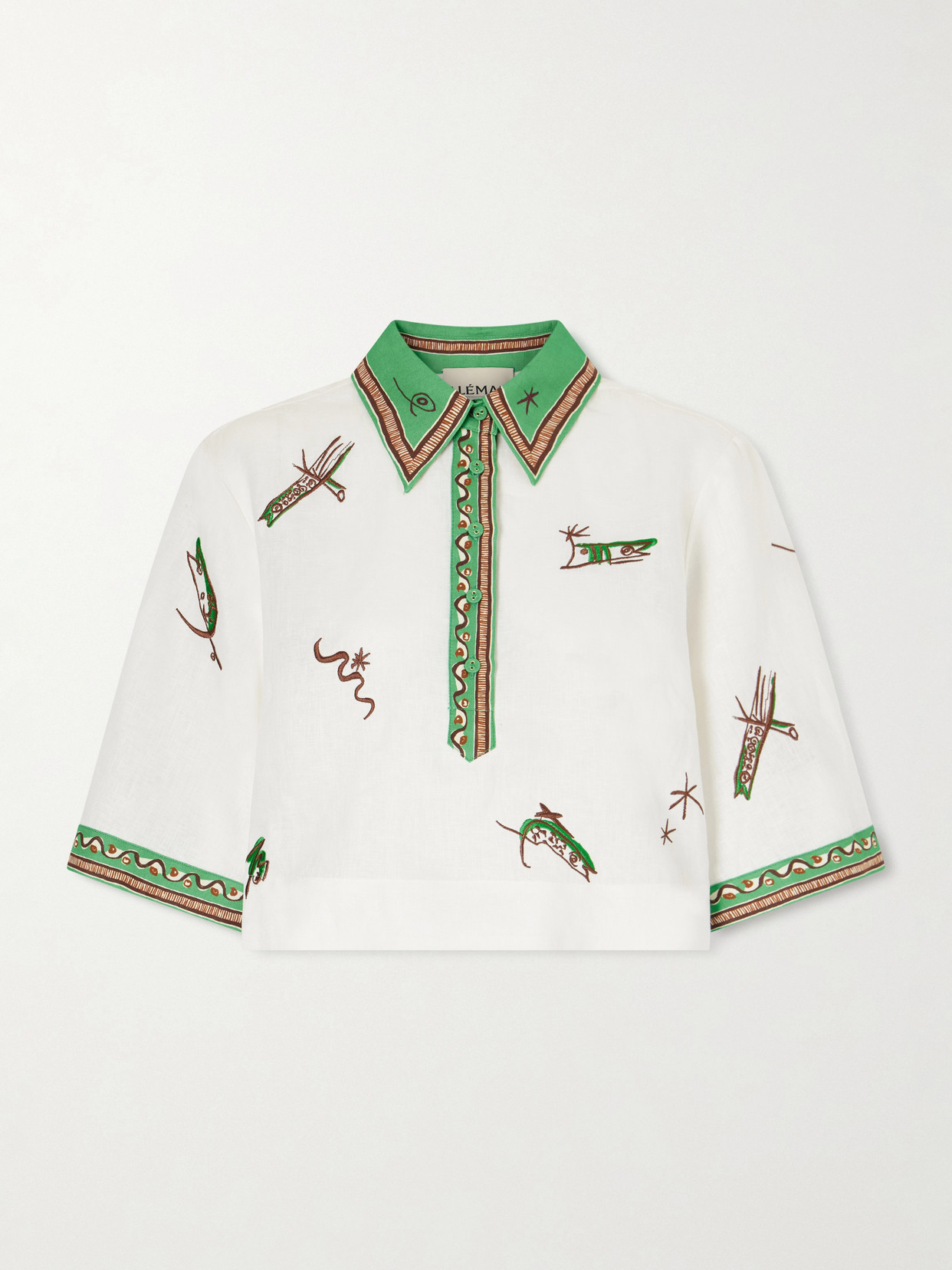 Alémais - Wanda Printed Embroidered Linen Shirt