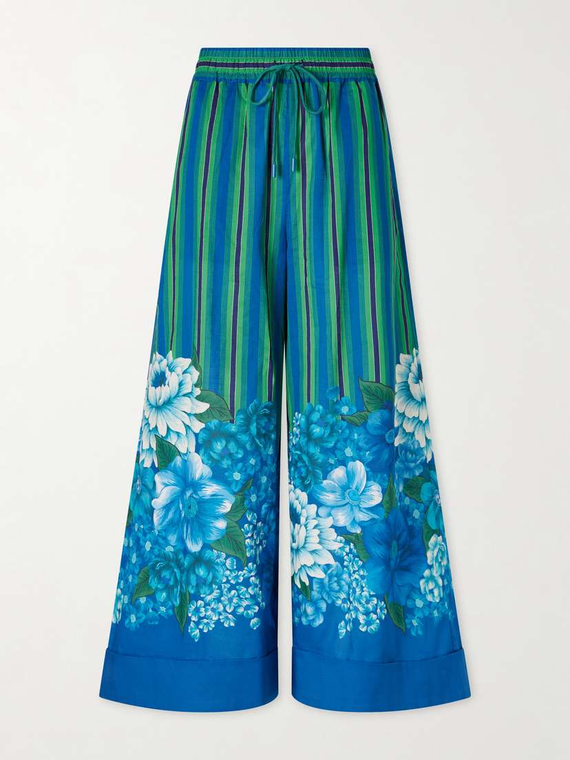 ALÉMAIS Margo Printed Organic Cotton-voile Wide-leg Pants