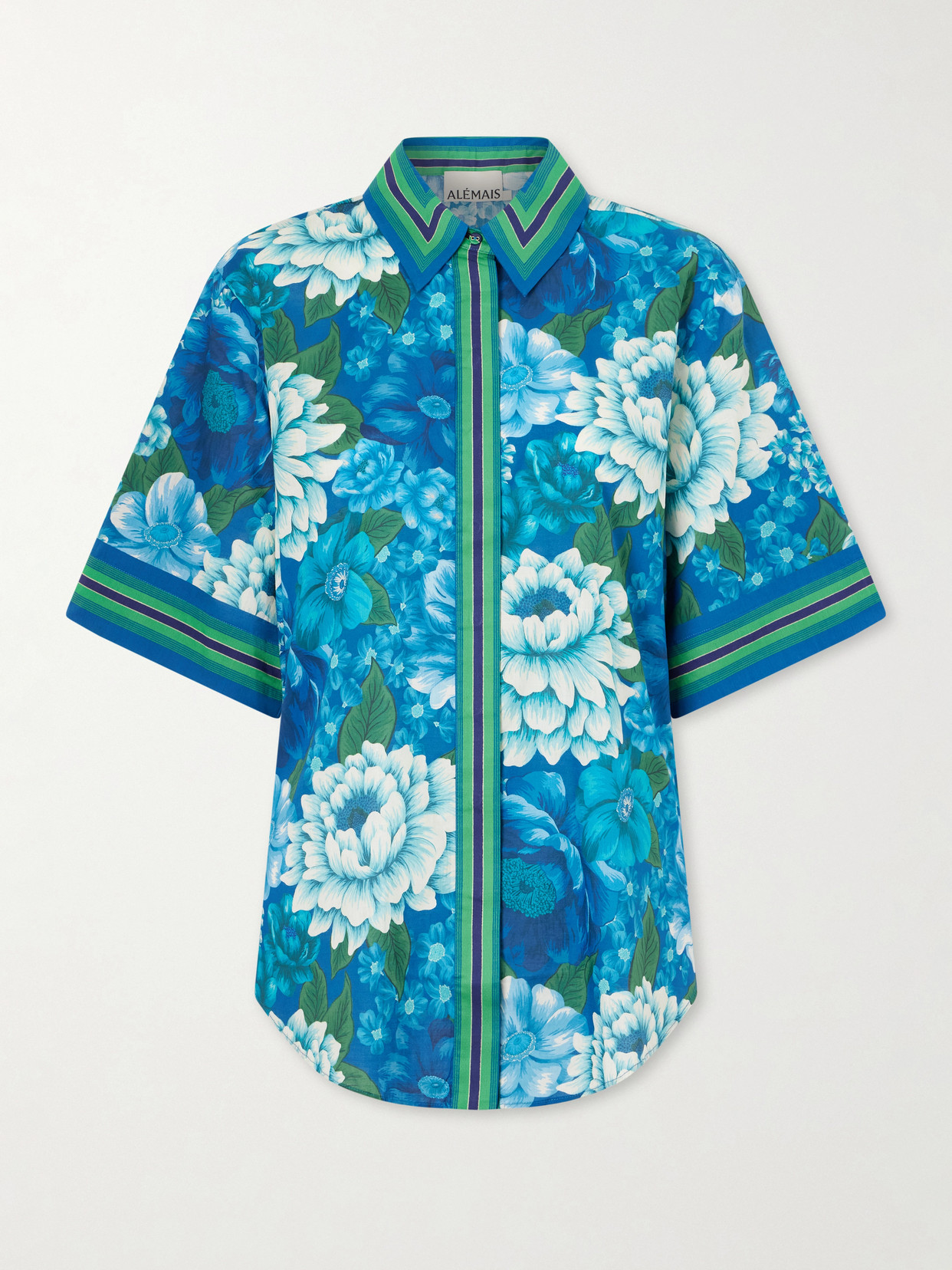 Alémais - Margo Striped Floral-Print Organic Cotton-Voile Shirt