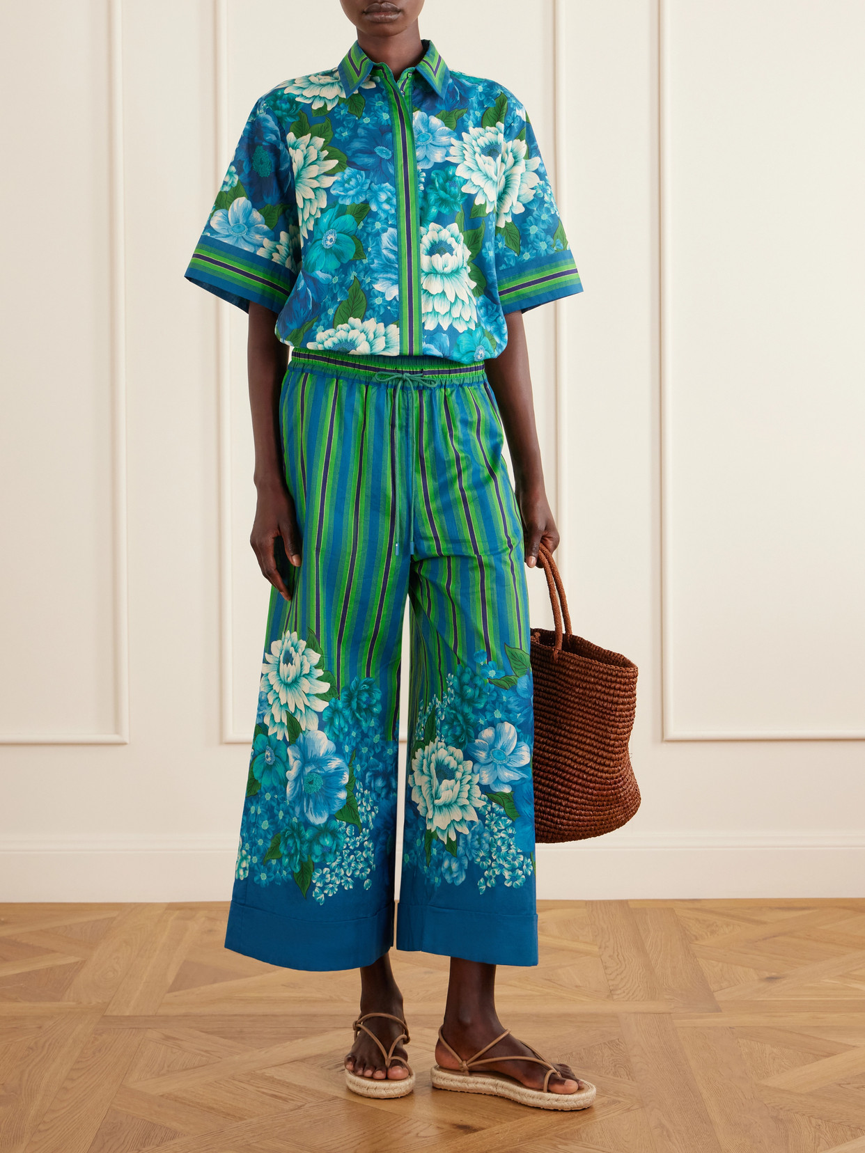 Alémais - Margo Striped Floral-Print Organic Cotton-Voile Shirt