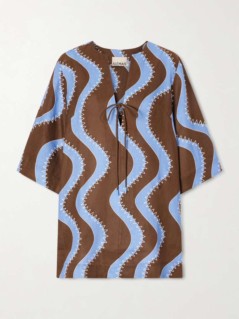 ALÉMAIS Frankie Printed Embroidered Linen Mini Dress | Thumbnail 5