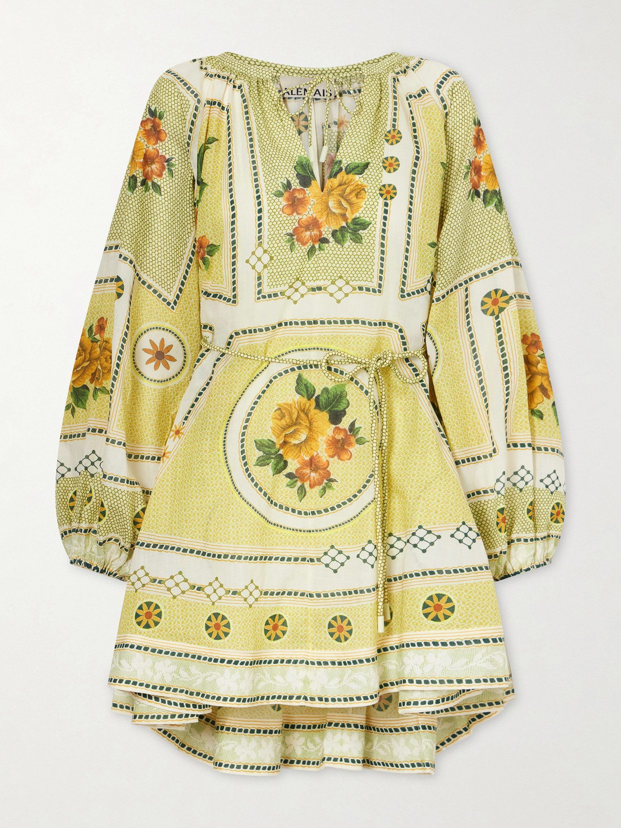 Alemais Dixie Cotton Mini Dress In Green