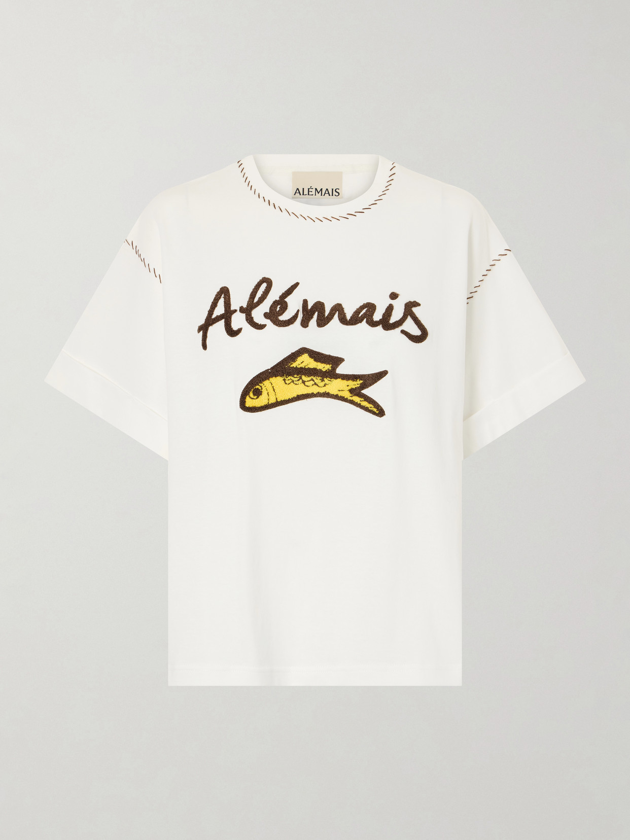Alémais - Scuba Embroidered Cotton-Jersey T-Shirt