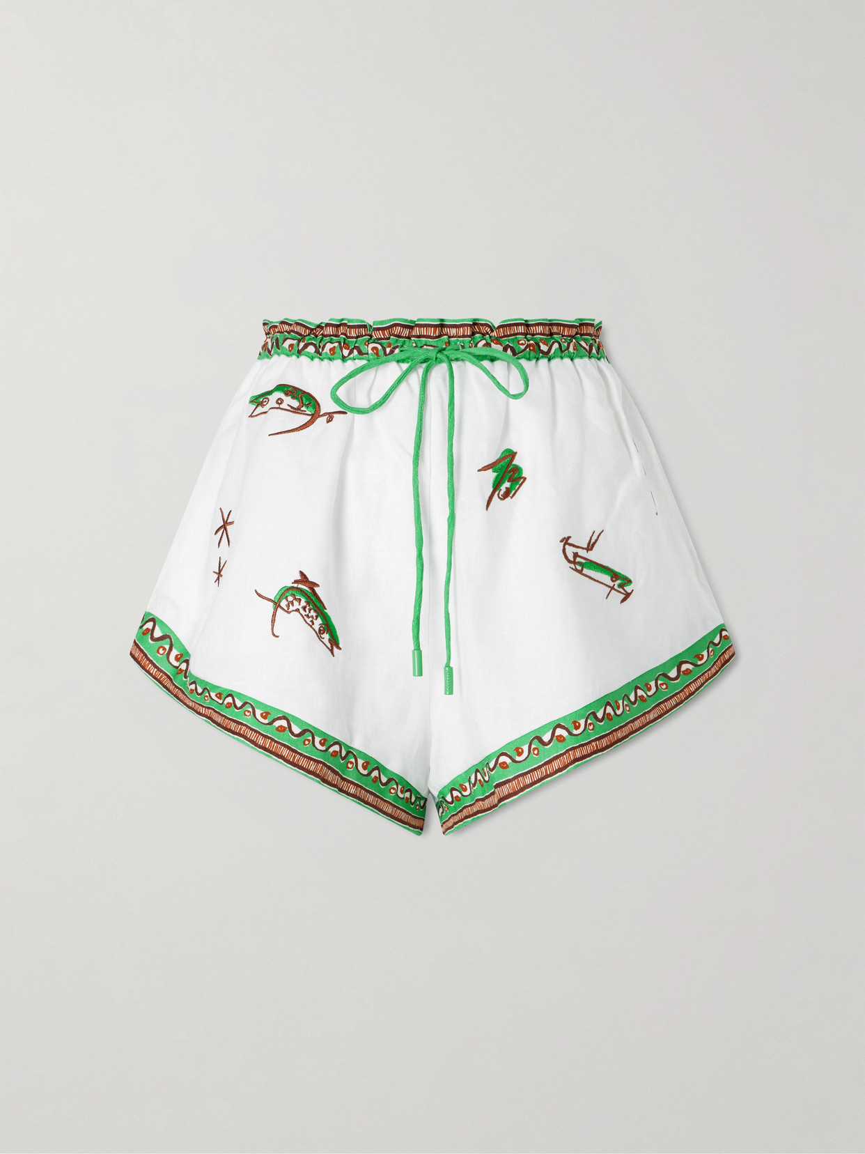Alemais Wanda Embroidered Linen Shorts In White
