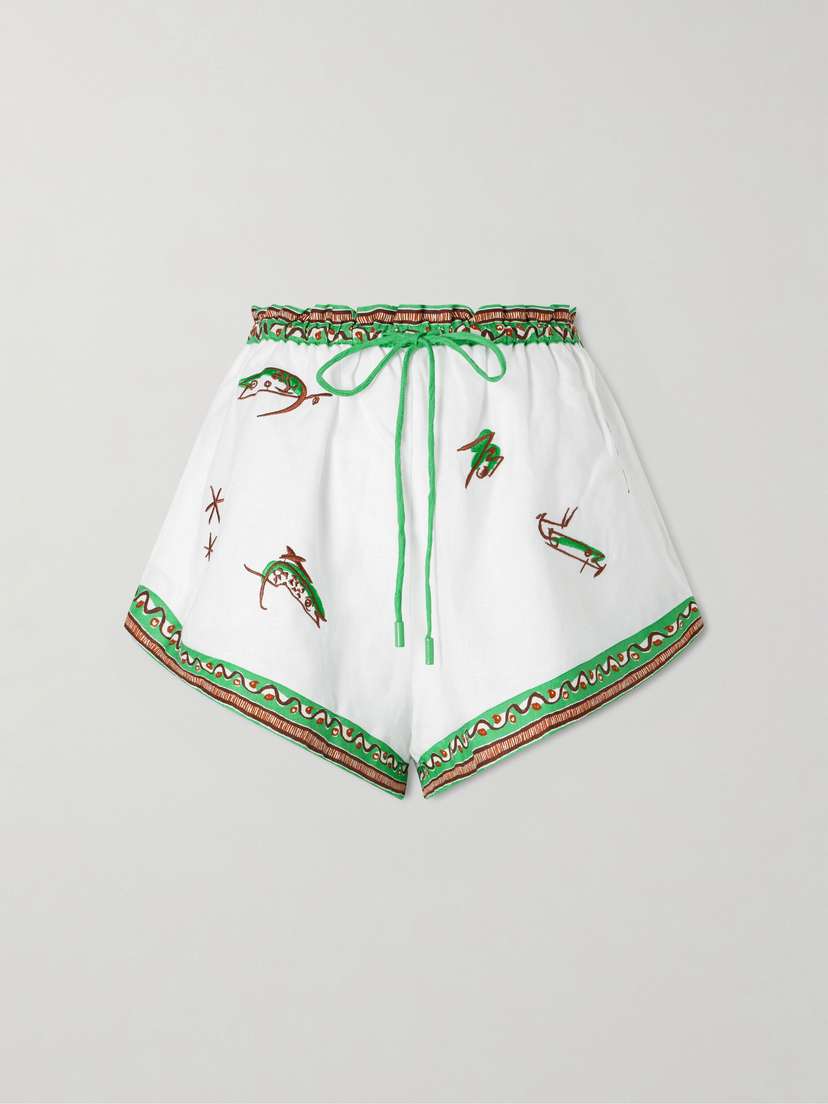 ALÉMAIS Wanda Embroidered Linen Shorts