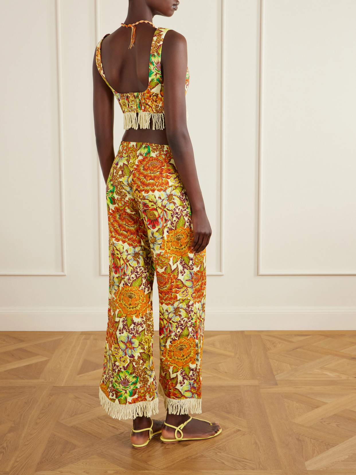 Alémais - Fringed Cropped Floral-Print Top