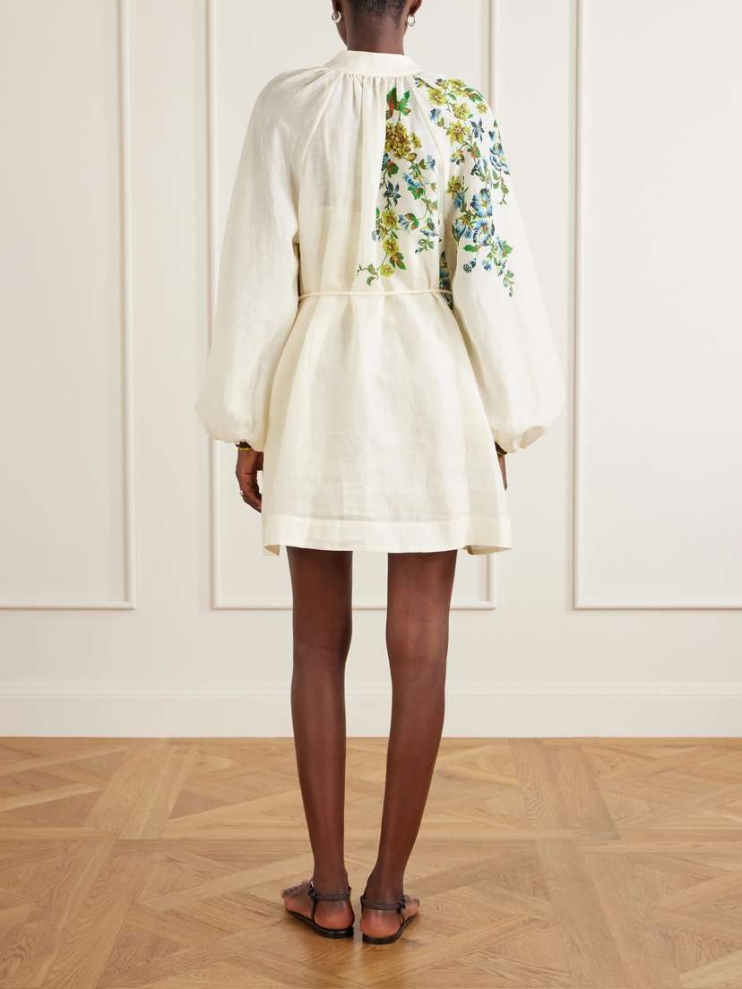 ALÉMAIS Phyllis Flower-print Ramie Mini Dress | Thumbnail 3 ALÉMAIS Phyllis Flower-print Ramie Mini Dress | Thumbnail 3