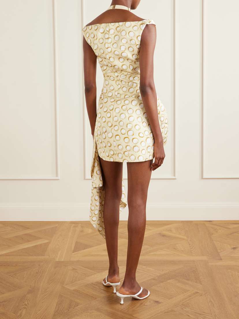 ALÉMAIS Paula Draped Asymmetrical Printed Moire Mini Dress | Thumbnail 4 ALÉMAIS Paula Draped Asymmetrical Printed Moire Mini Dress | Thumbnail 4