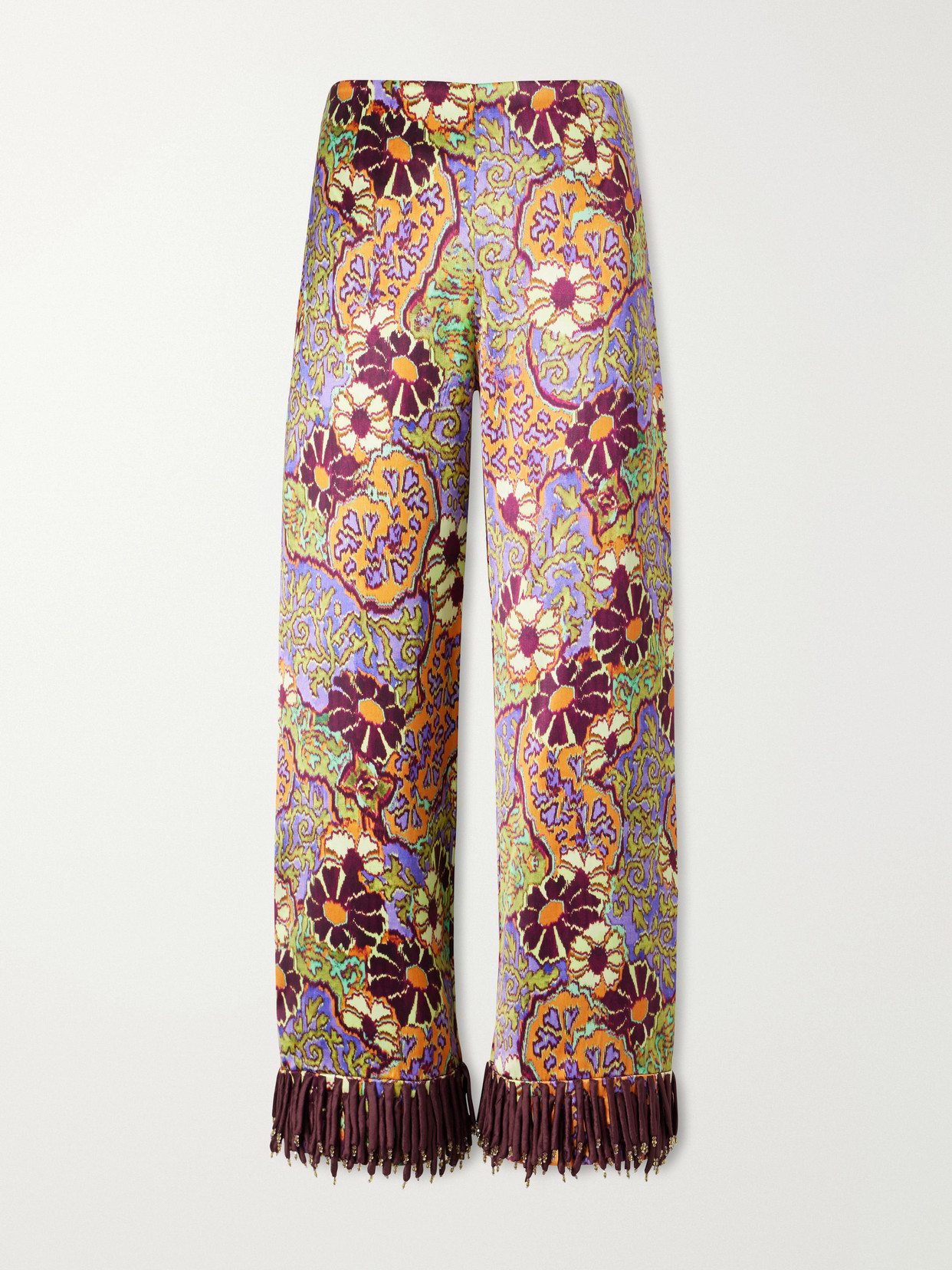 Alemais Joanna Printed Satin Wide-leg Pants In Purple