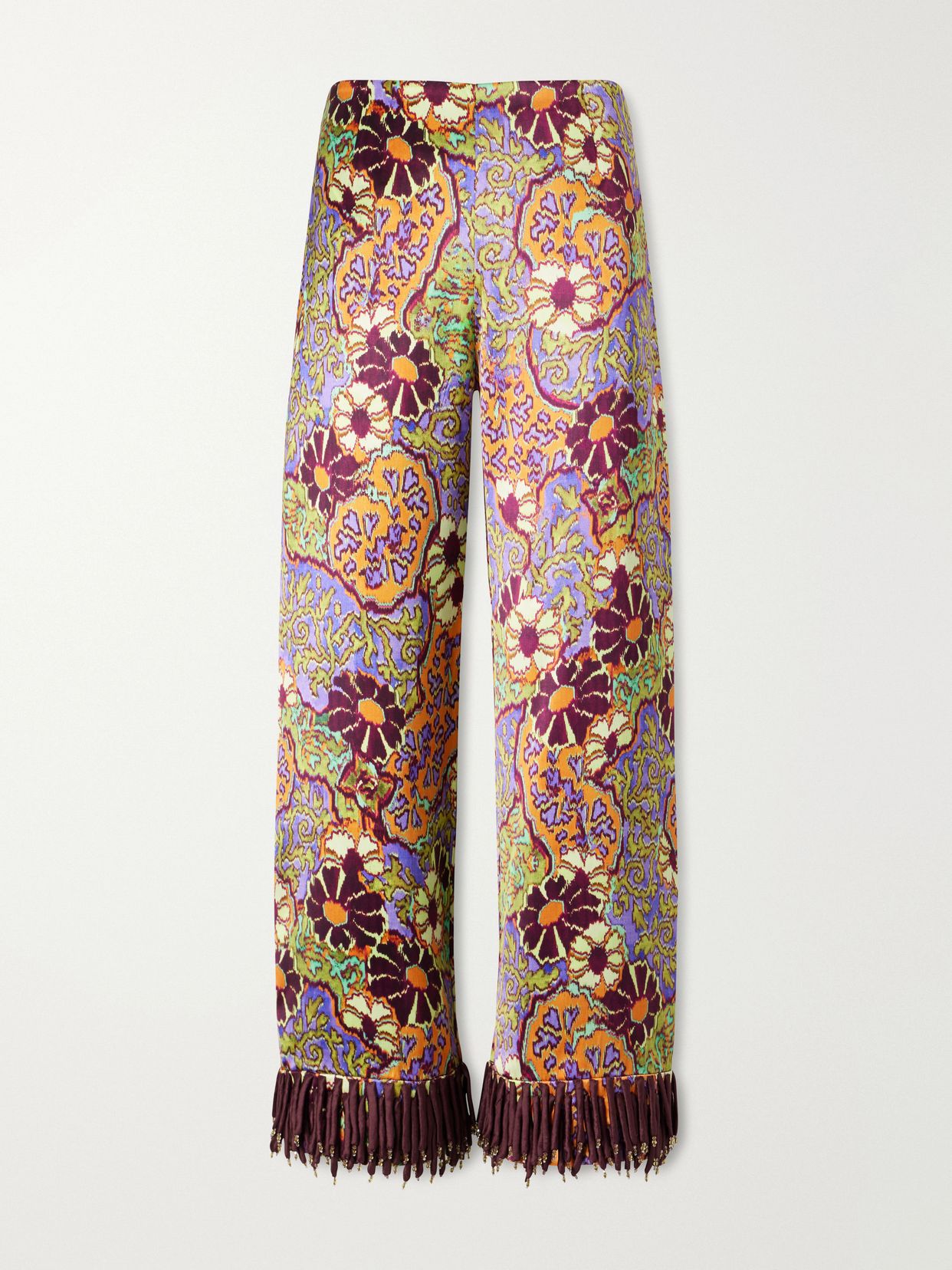 joanna printed satin wide leg pants