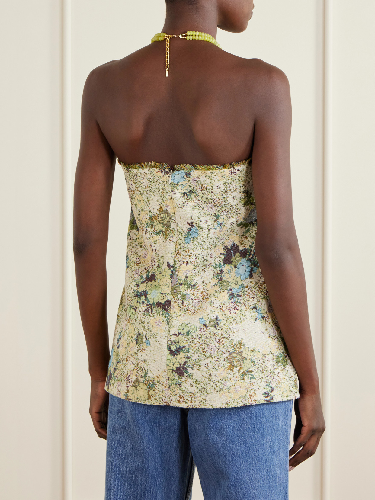 Alémais - Whitney Strapless Floral-Jacquard Bustier Top