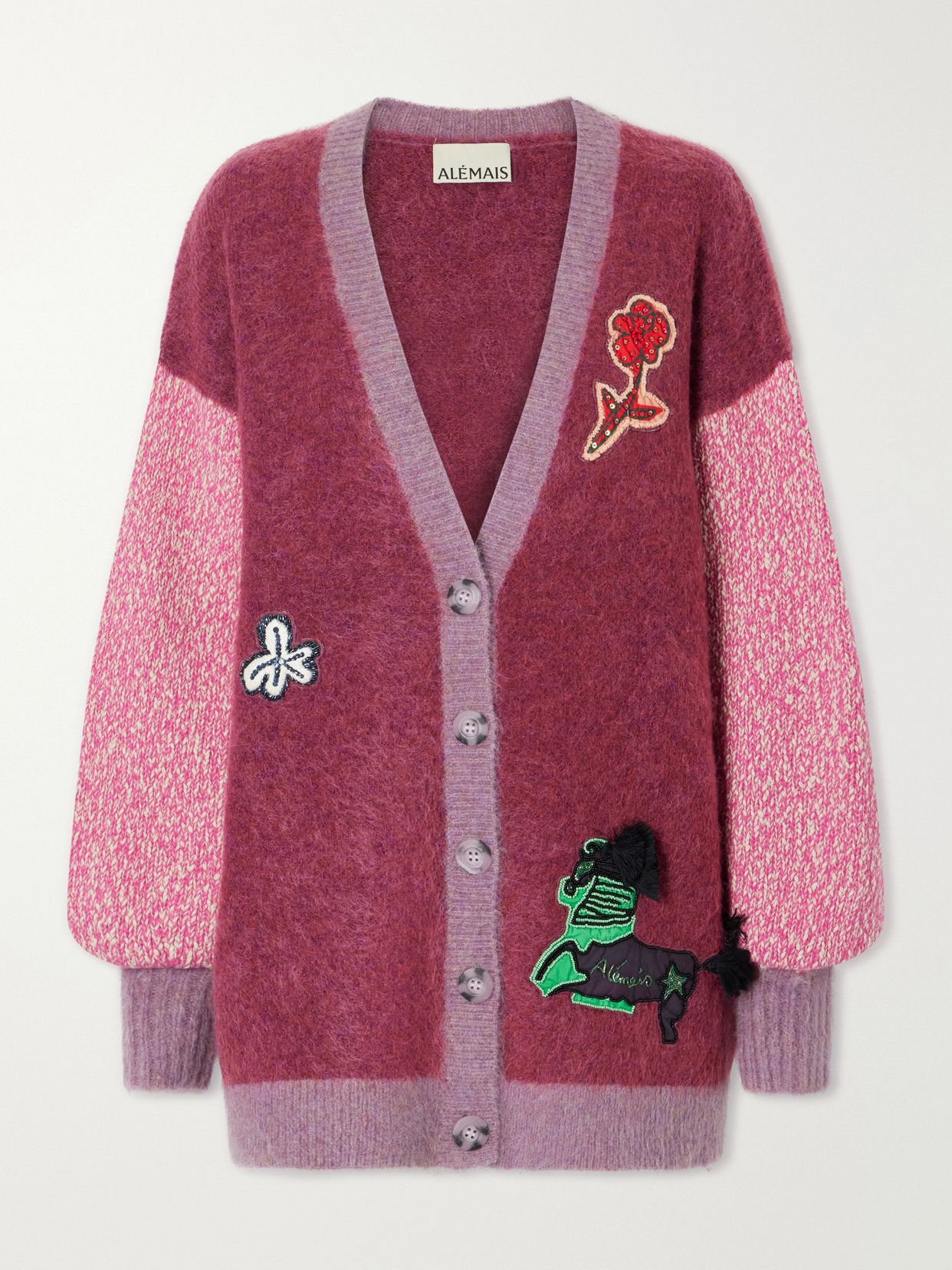 mlak bead embellished mohair alpaca and wool blend cardigan