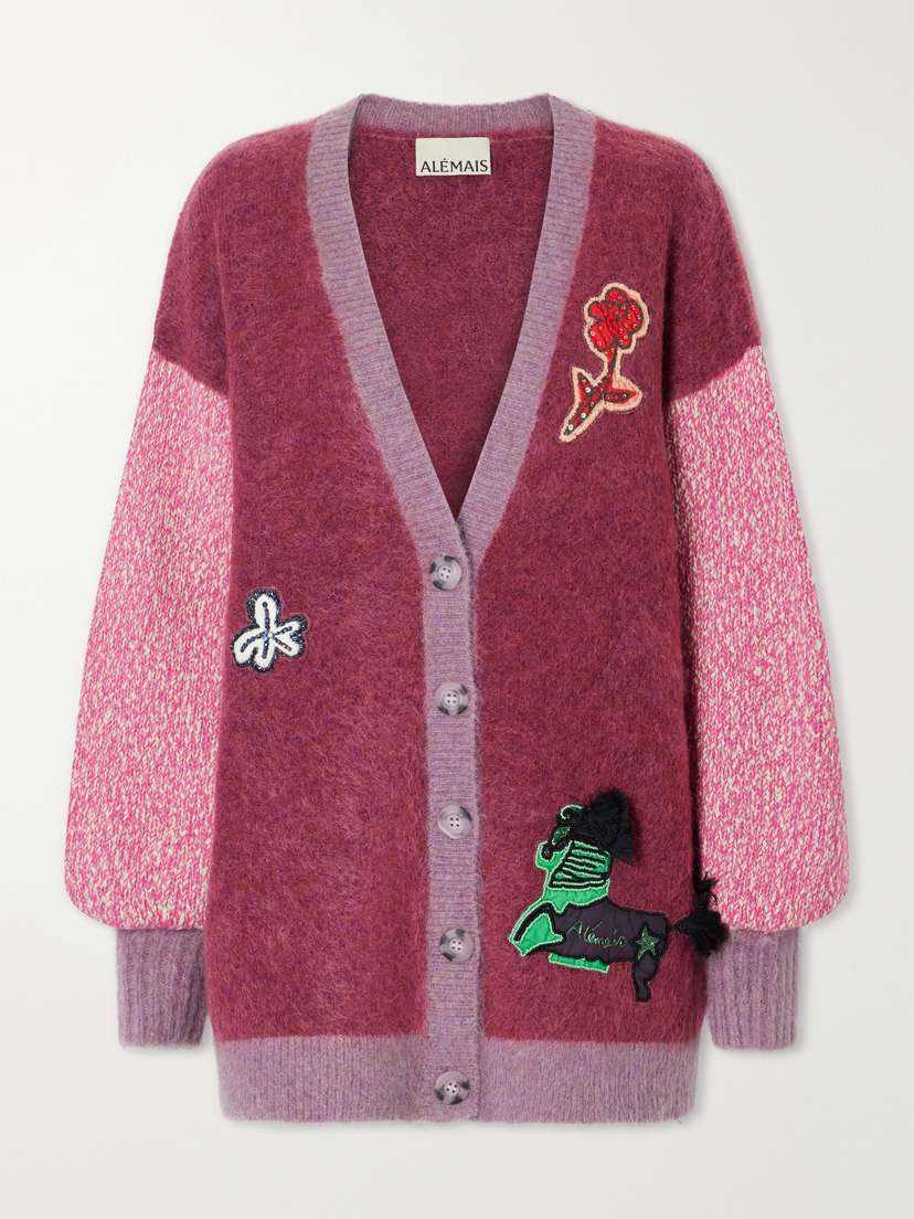 ALÉMAIS Mlak Bead-embellished Mohair, Alpaca And Wool-blend Cardigan