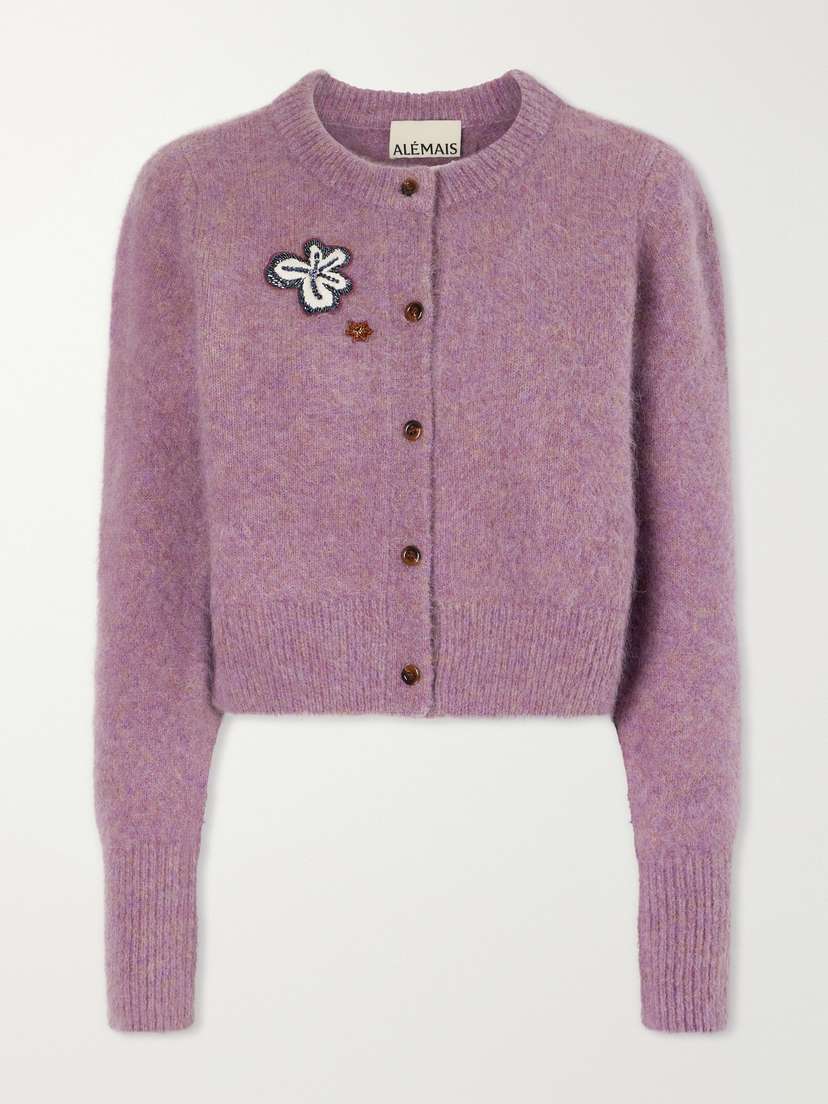 ALÉMAIS Reggie Sequin-embellished Mohair, Alpaca And Wool-blend Cardigan