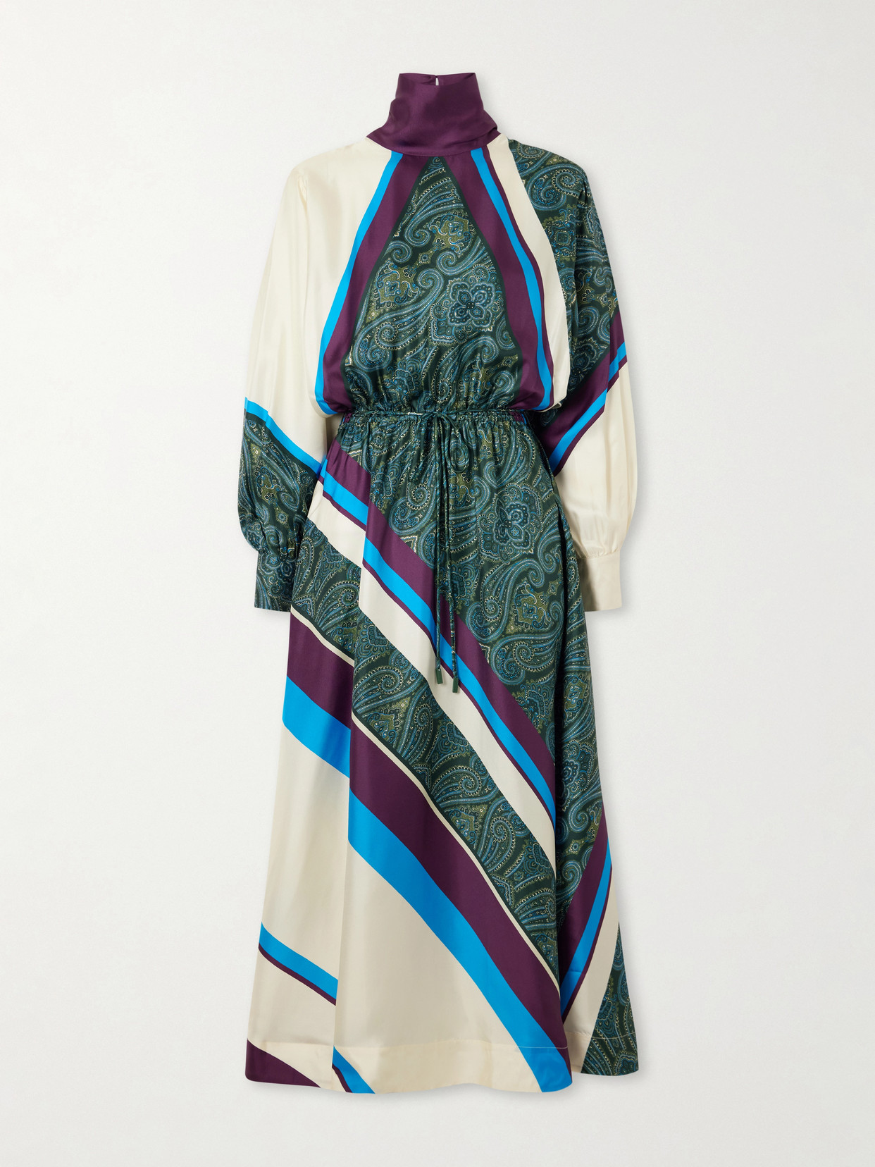 Alemais Joni Tie-detailed Printed Silk-twill Midi Dress In Multi