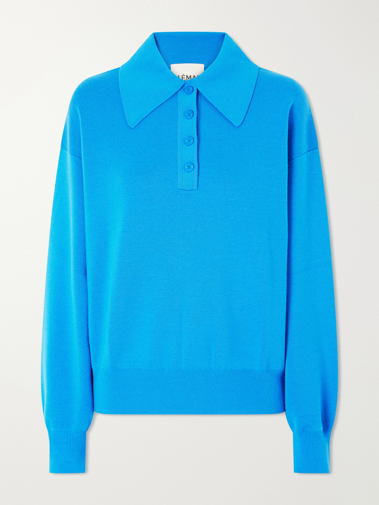ALÉMAIS - Claudia Knitted Wool Polo Shirt - Blue