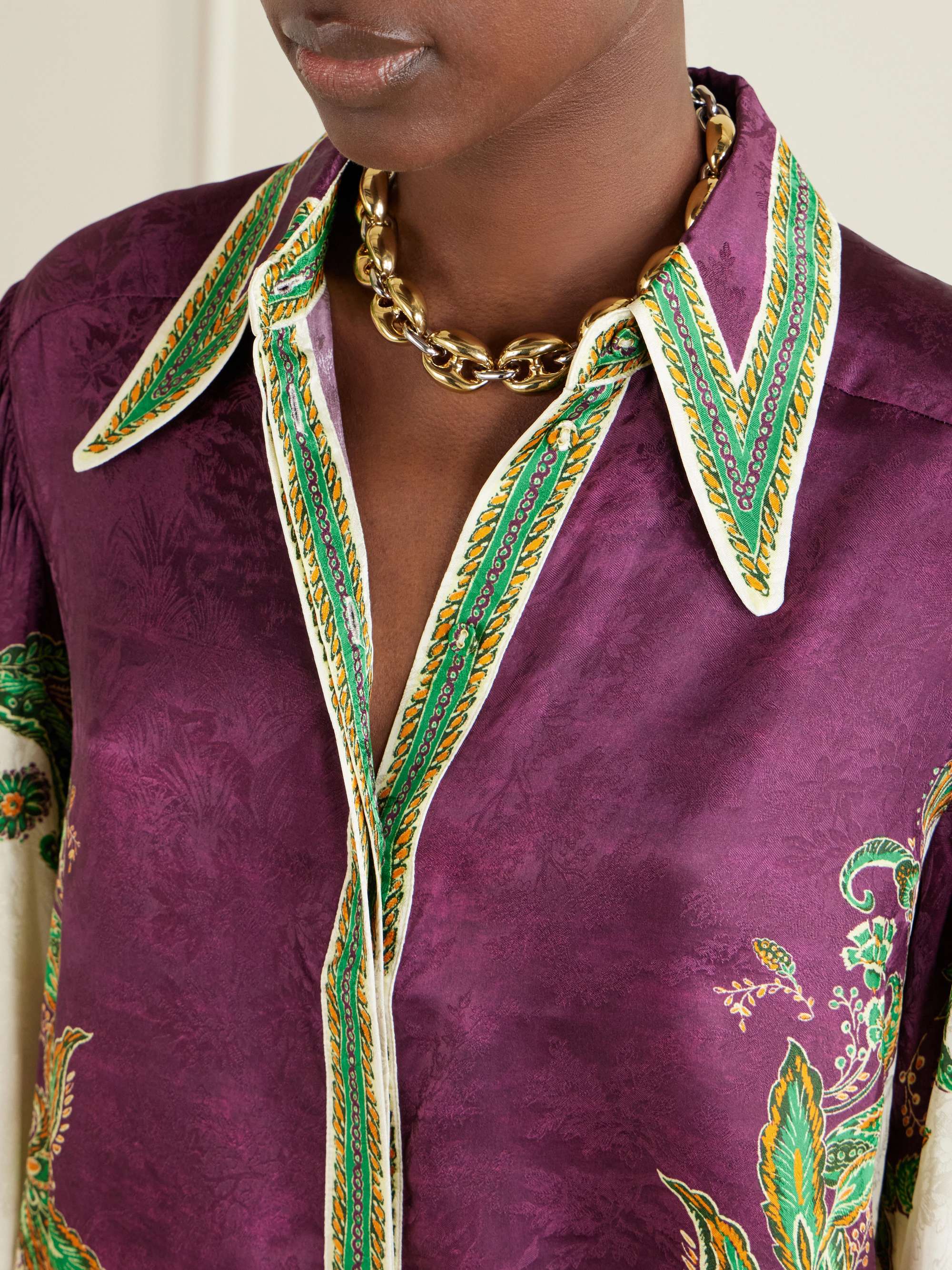 ALÉMAIS Ruthie floral-print satin-jacquard shirt | NET-A-PORTER