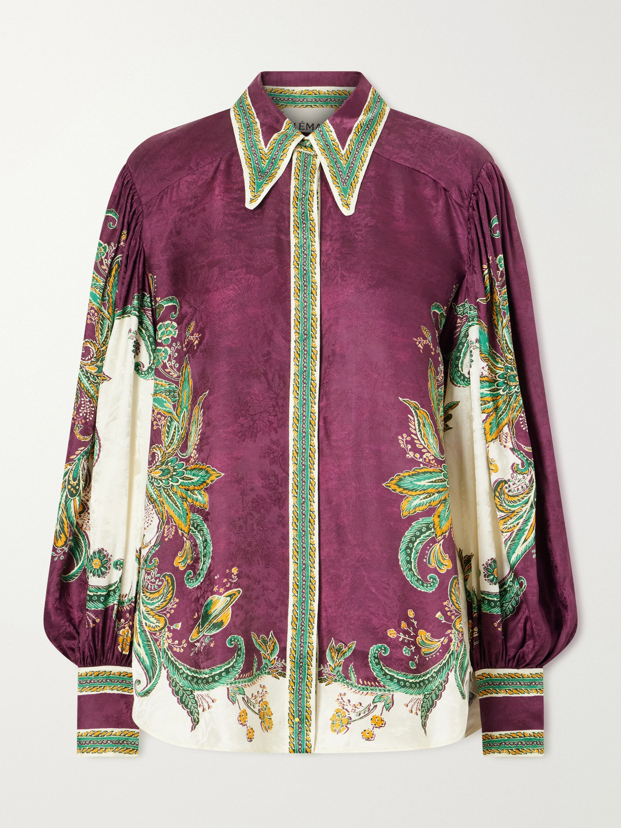Alemais Ruthie Floral-print Satin-jacquard Shirt In Purple