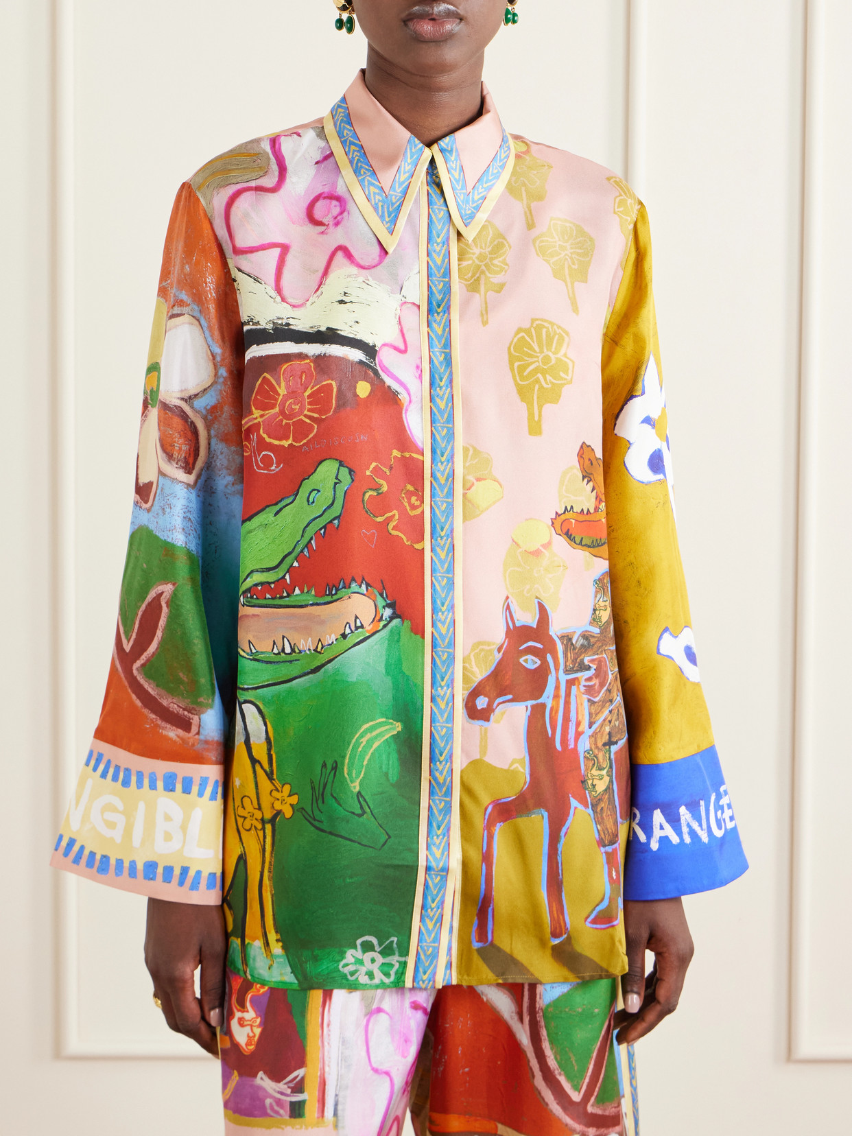 Alémais - Mlak Printed Silk-Twill Shirt