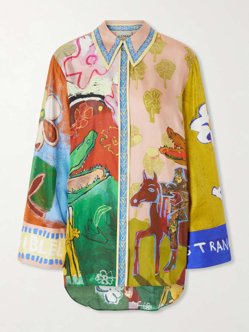 ALÉMAIS Mlak Printed Silk-twill Shirt