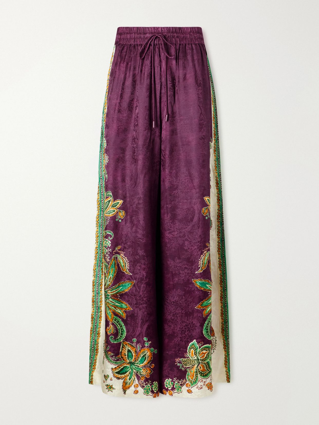 ruthie printed satin jacquard wide leg pants