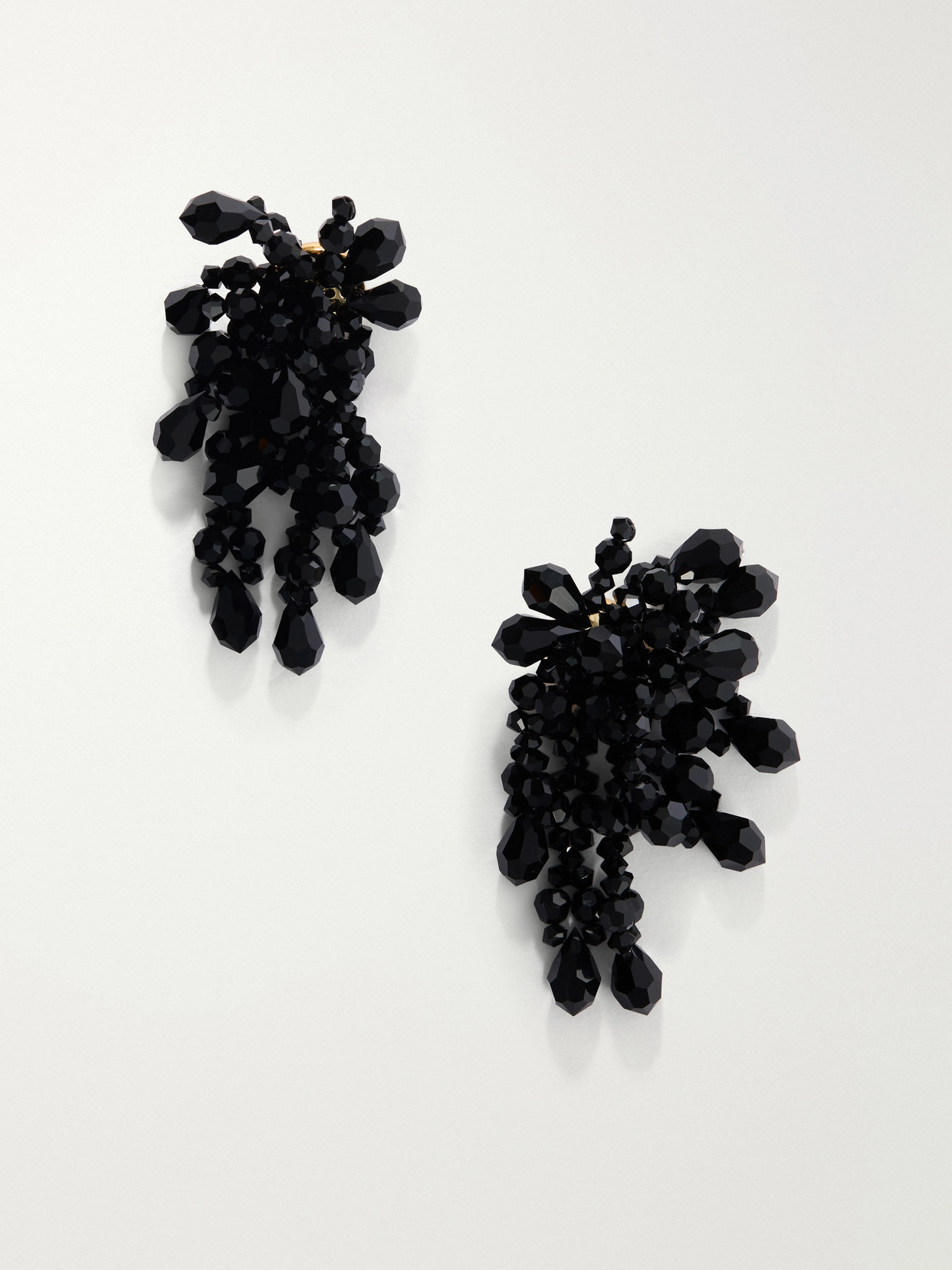 Simone Rocha Wilted Chandelier Crystal Earrings In Black