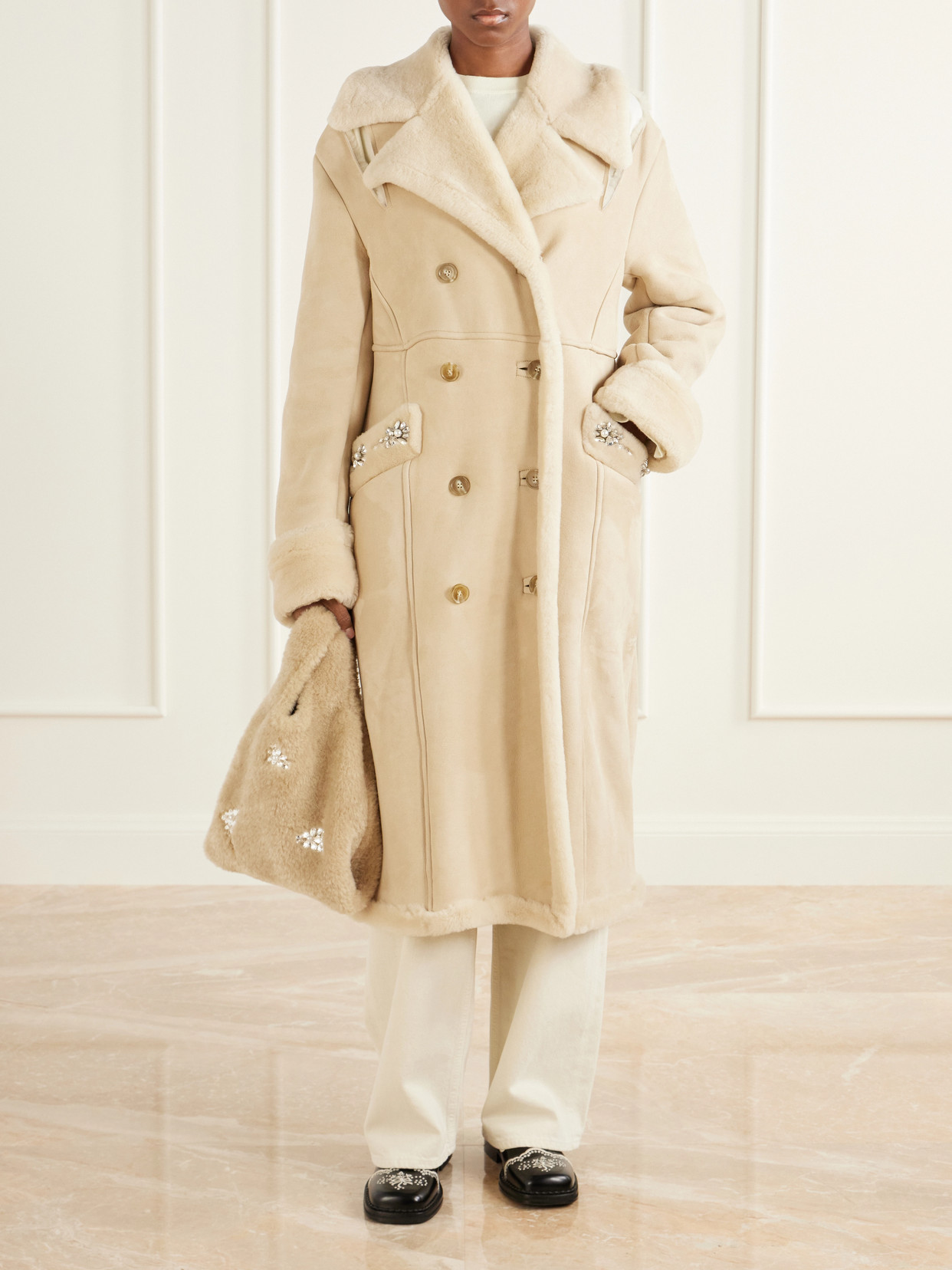 Simone Rocha Shearling-effect Shoulder Bag In Multi