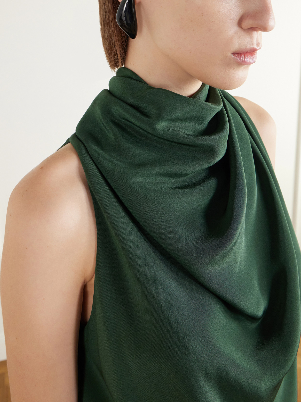 Sleary Gathered Draped Silk-Satin Top