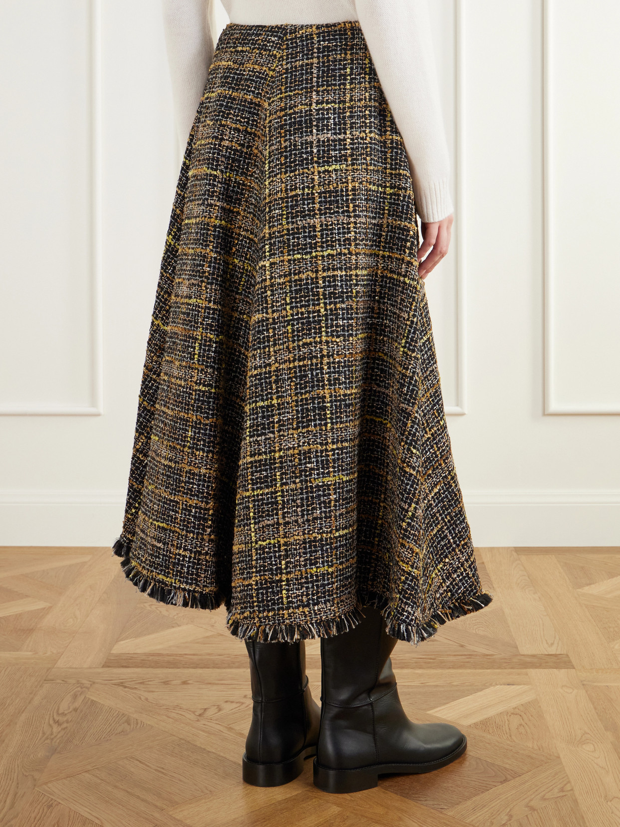 Varda Fringe-Trimmed Tweed Midi