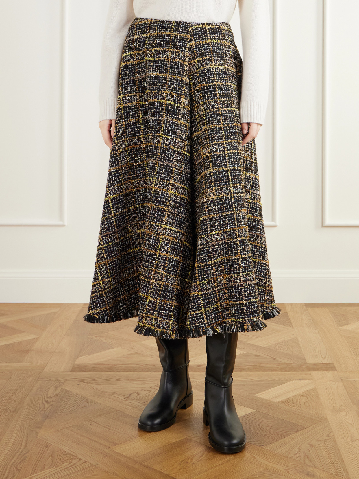 Varda Fringe-Trimmed Tweed Midi