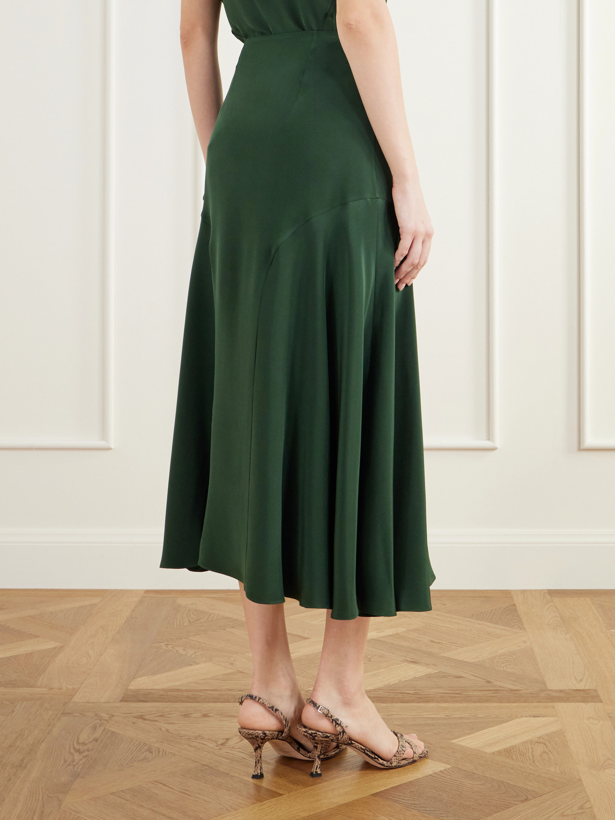 Elton Paneled Silk-Satin Midi