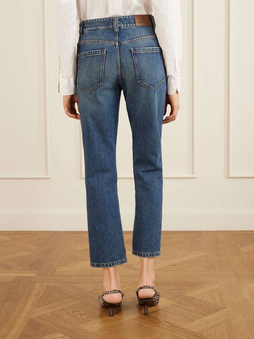 Brunello Cucinelli Cropped Bead-embellished Straight-leg Jeans | Thumbnail 4